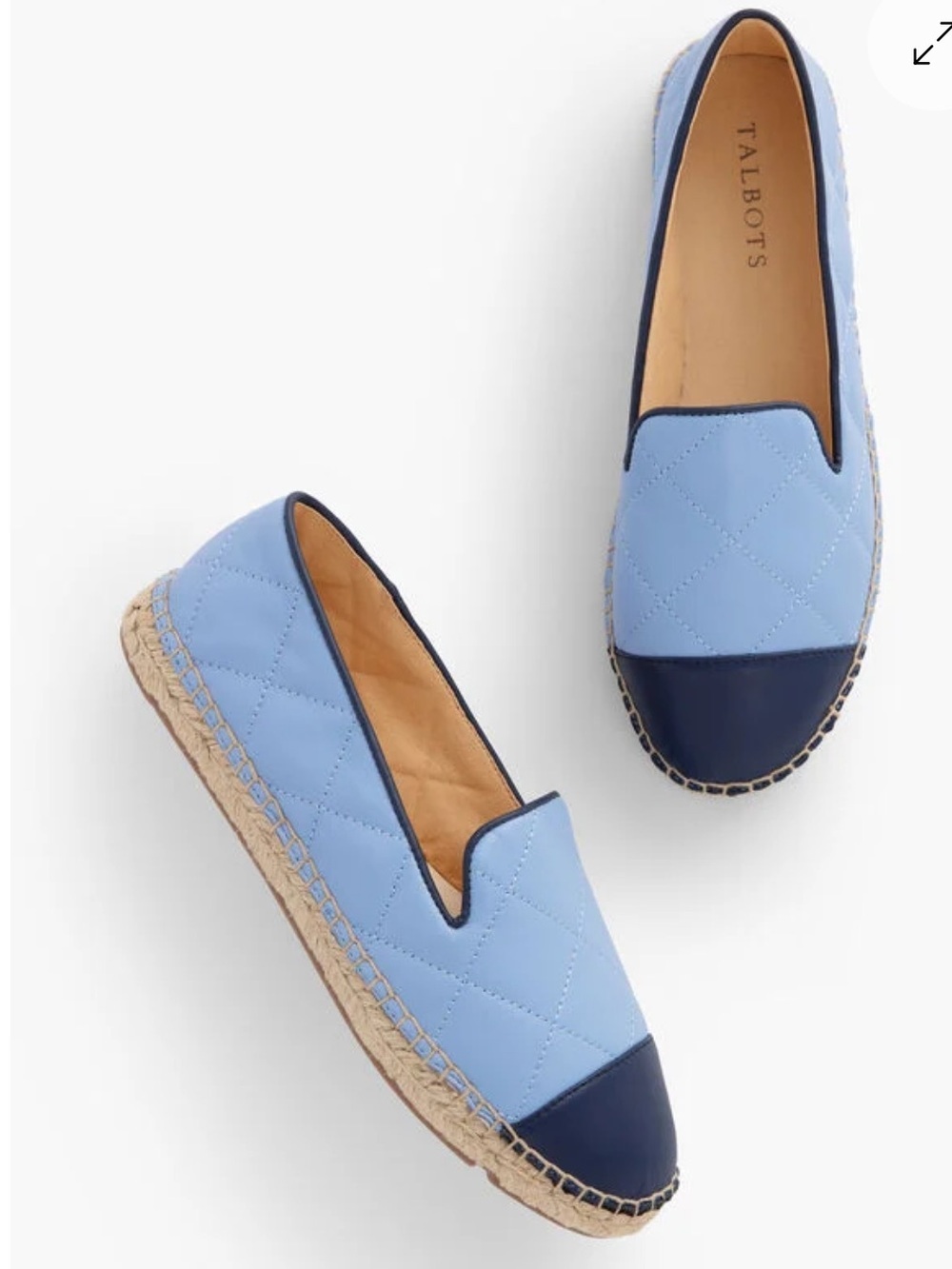 Talbots Izzy Quilted Nappa Espadrilles Blue Leather Cap Toe Size 6.5M